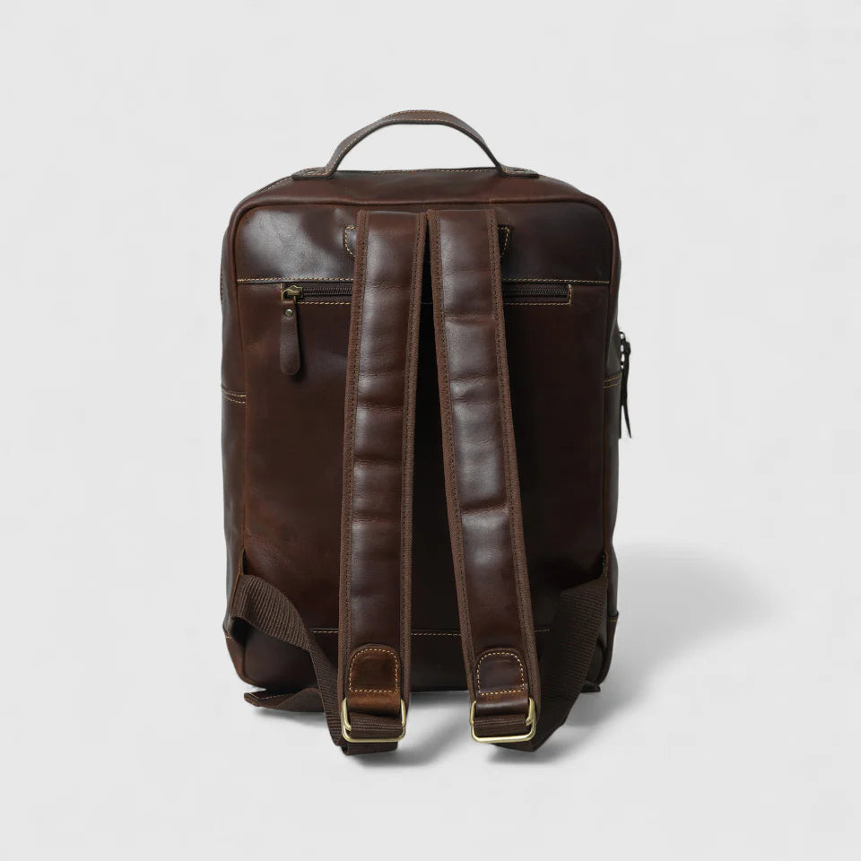 Hestern TerraLux Leather Backpack - Expresso Brown