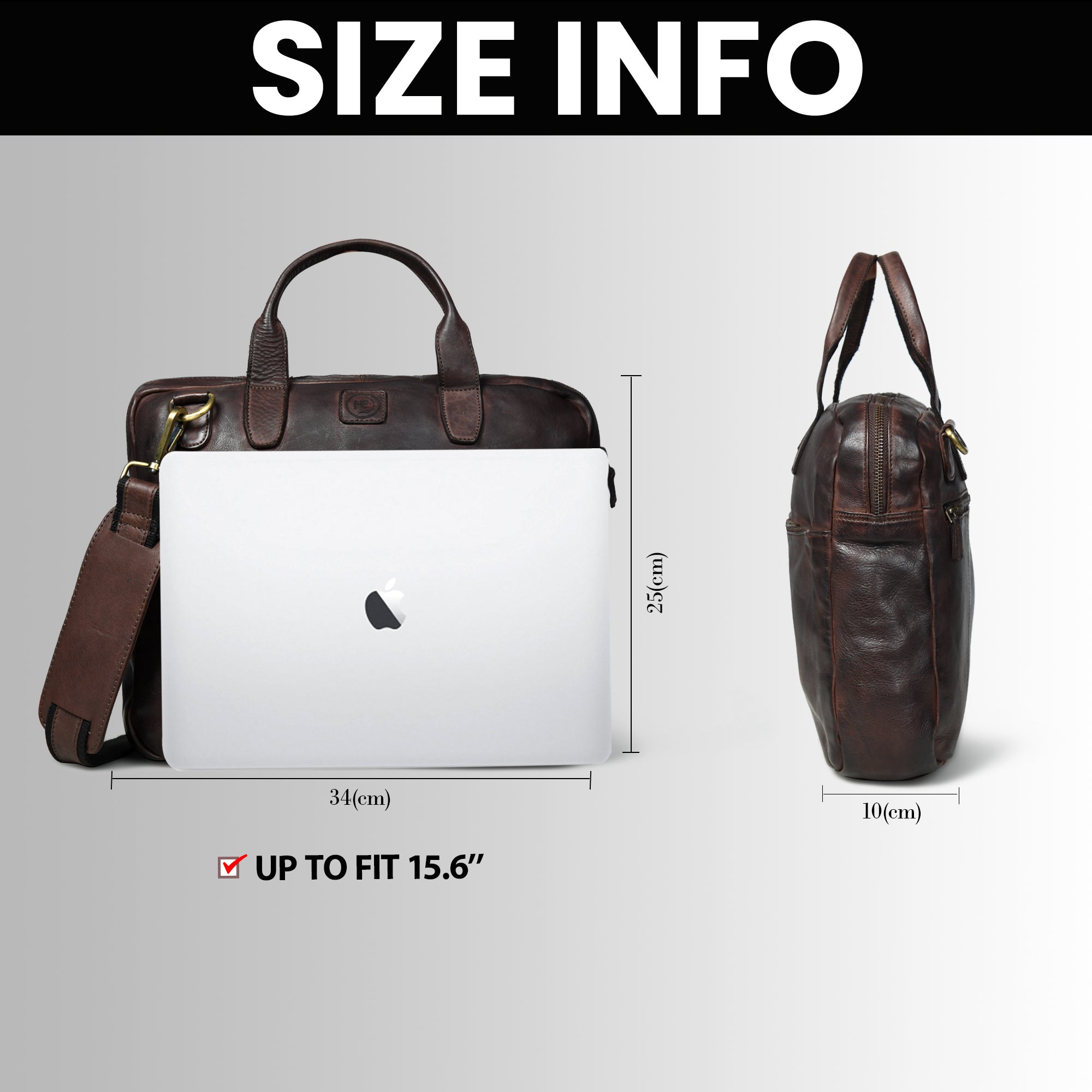 Voyager Premium Leather Laptop Bag - Espresso brown