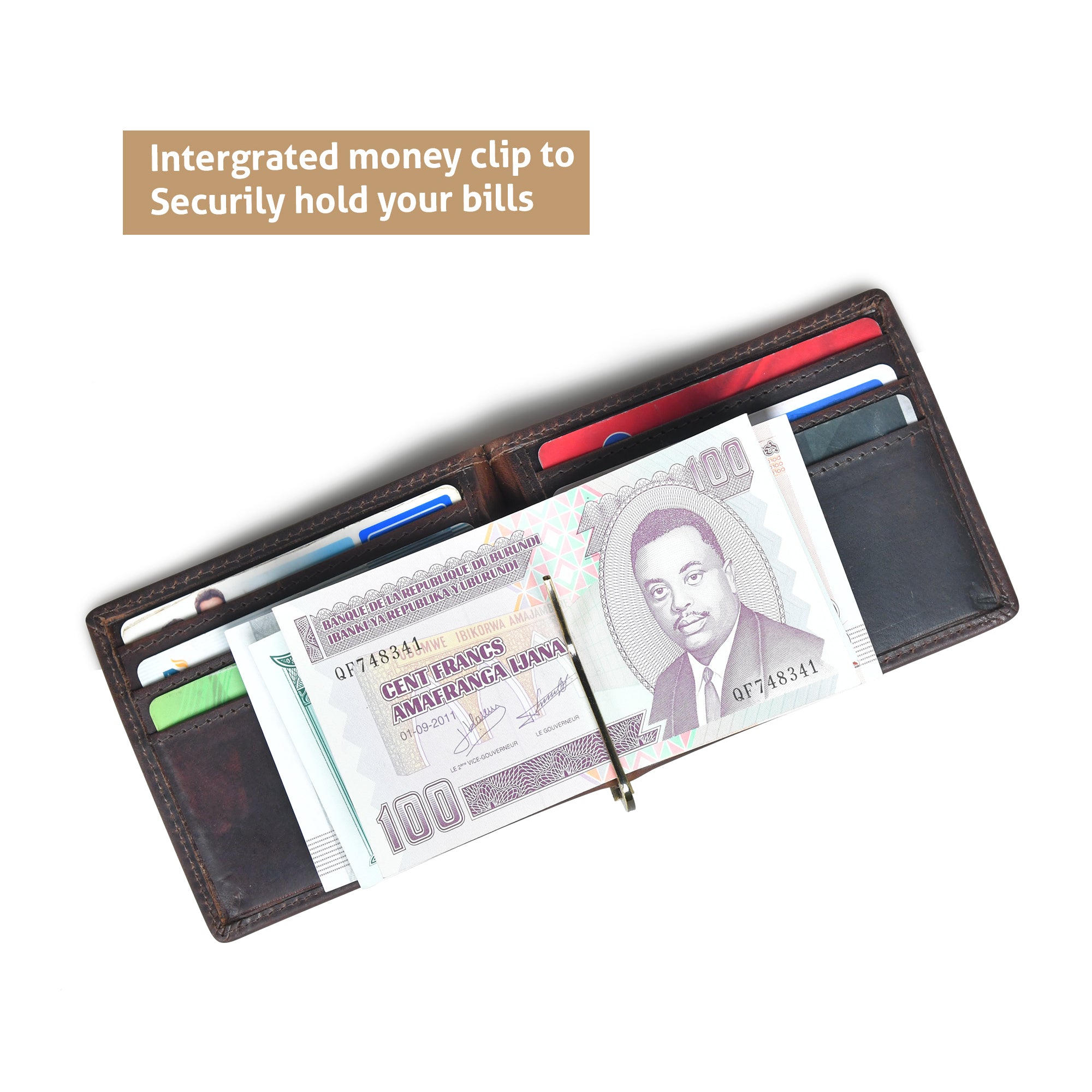 Slim Money Clip Wallet - Maroon Colour