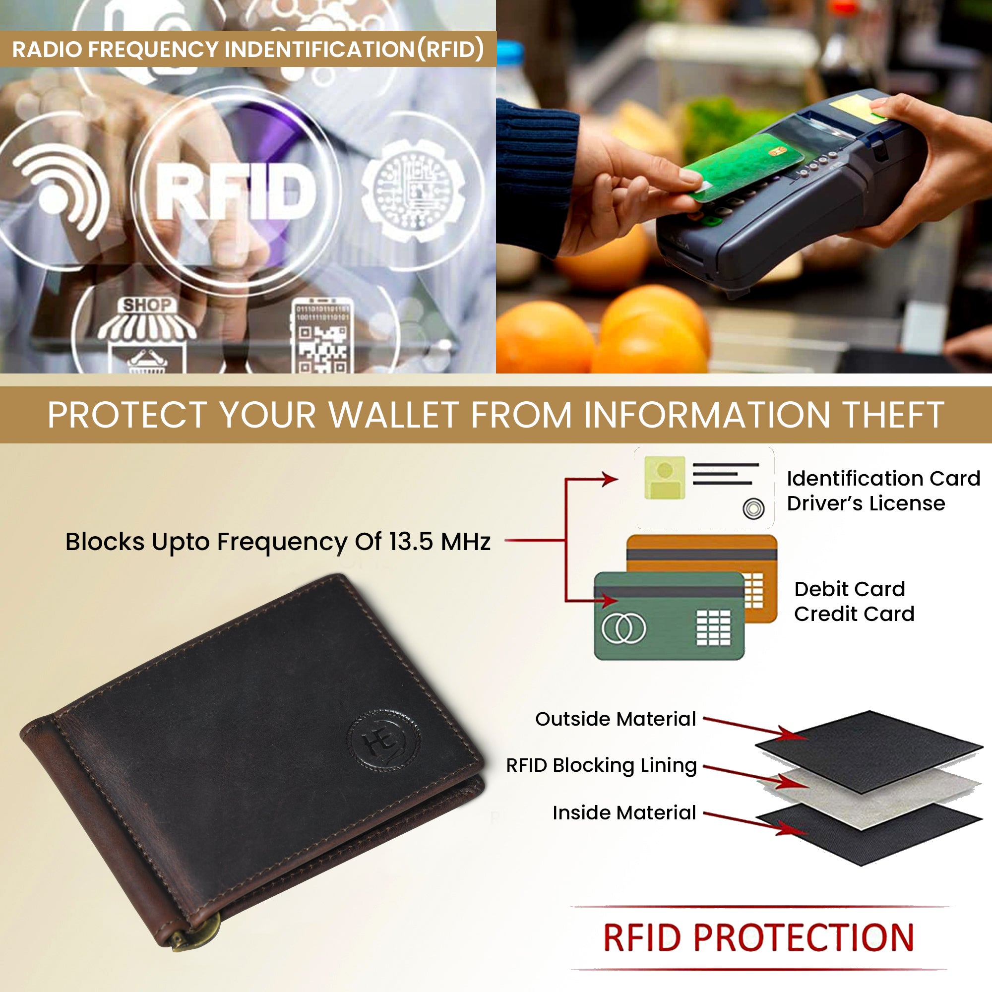 Slim Money Clip Wallet - Maroon Colour