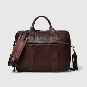 Executive Heritage Pure Leather Laptop Bag - Espresso brown
