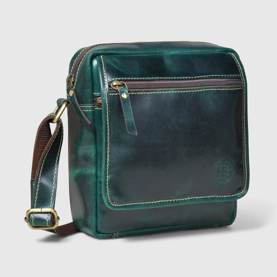 Explorer Vintage Leather Sling Bag - Rich Green
