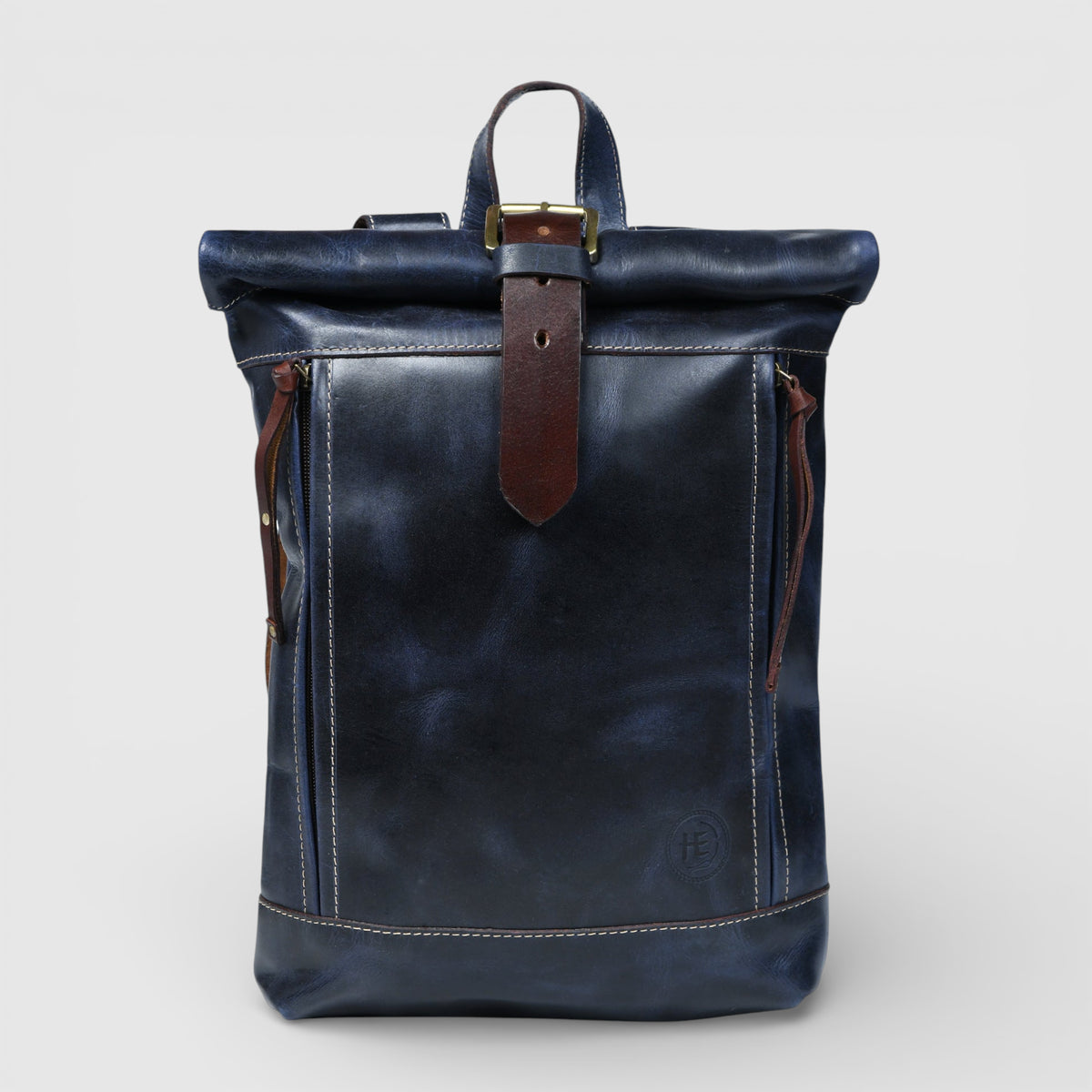 Vintage Leather Roll-Top Backpack for Men & Women