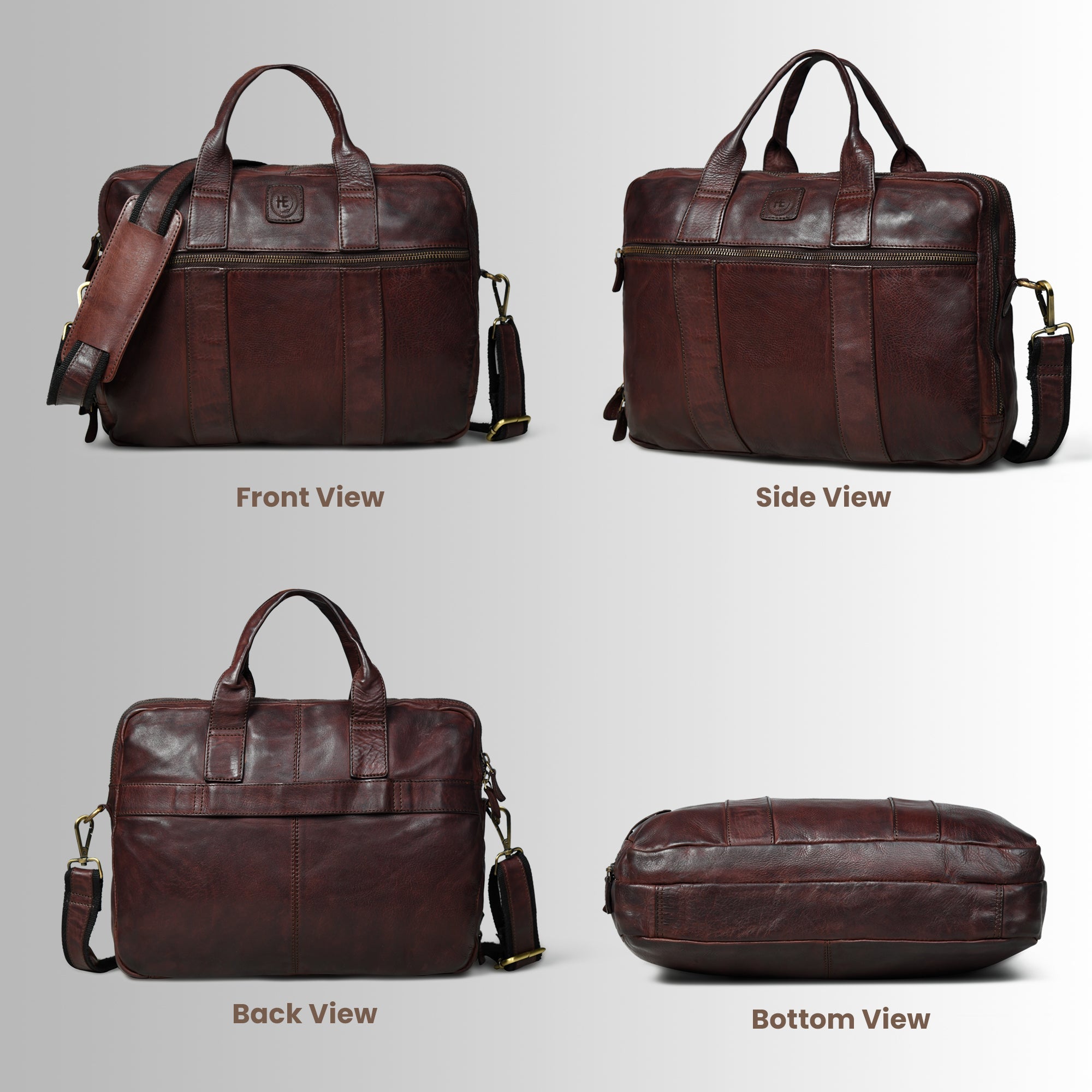 Executive Heritage Pure Leather Laptop Bag - Espresso brown