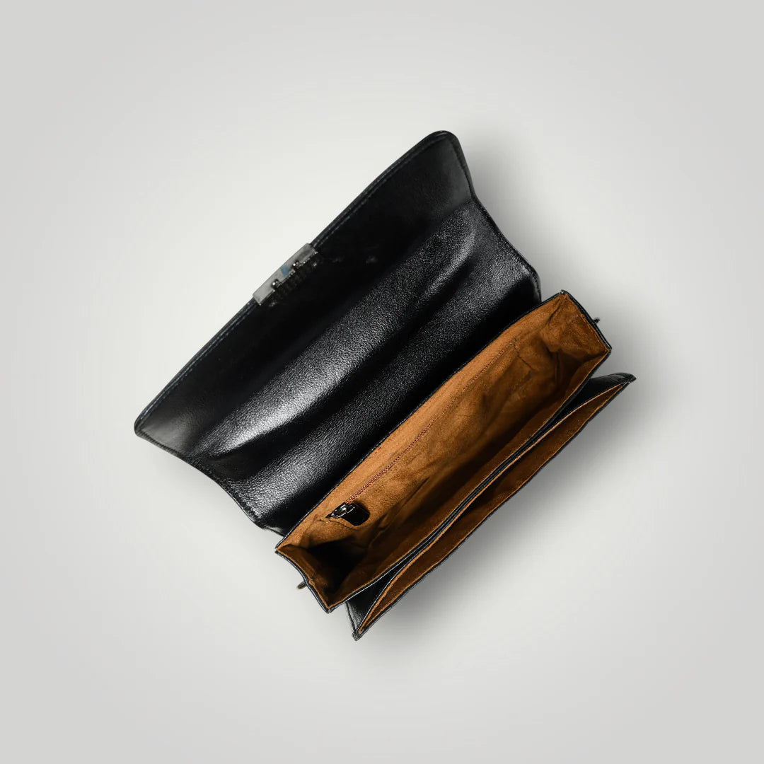 Imperial Croc Luxe Satchel Bag - Black Colour