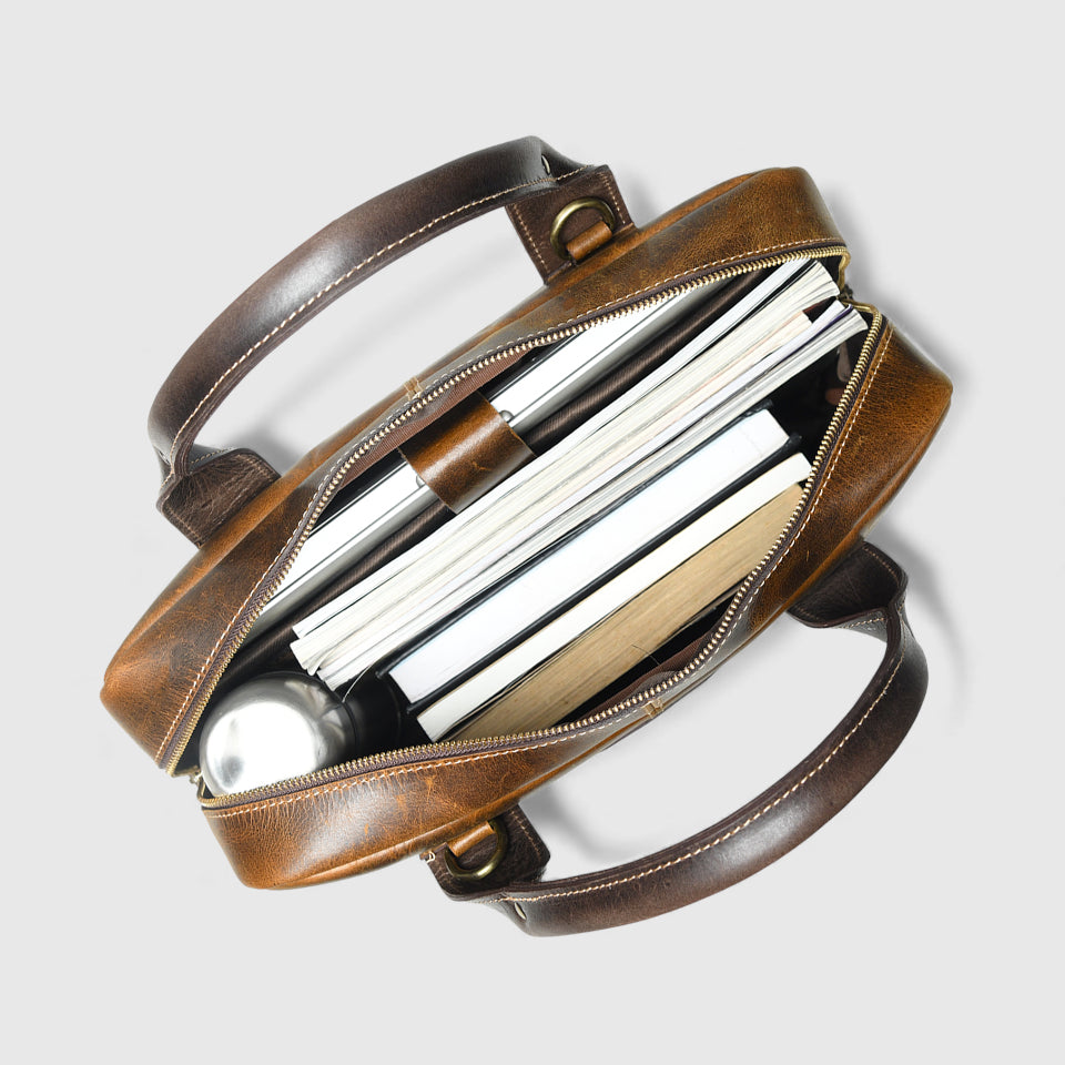 Heritage Buffalo Pure Leather Laptop Bag - Brown Colour