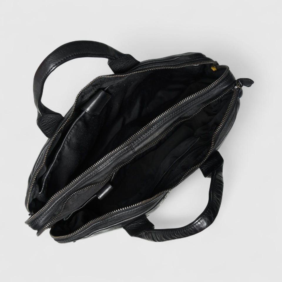 Executive Heritage Pure Leather Laptop Bag - Black Colour