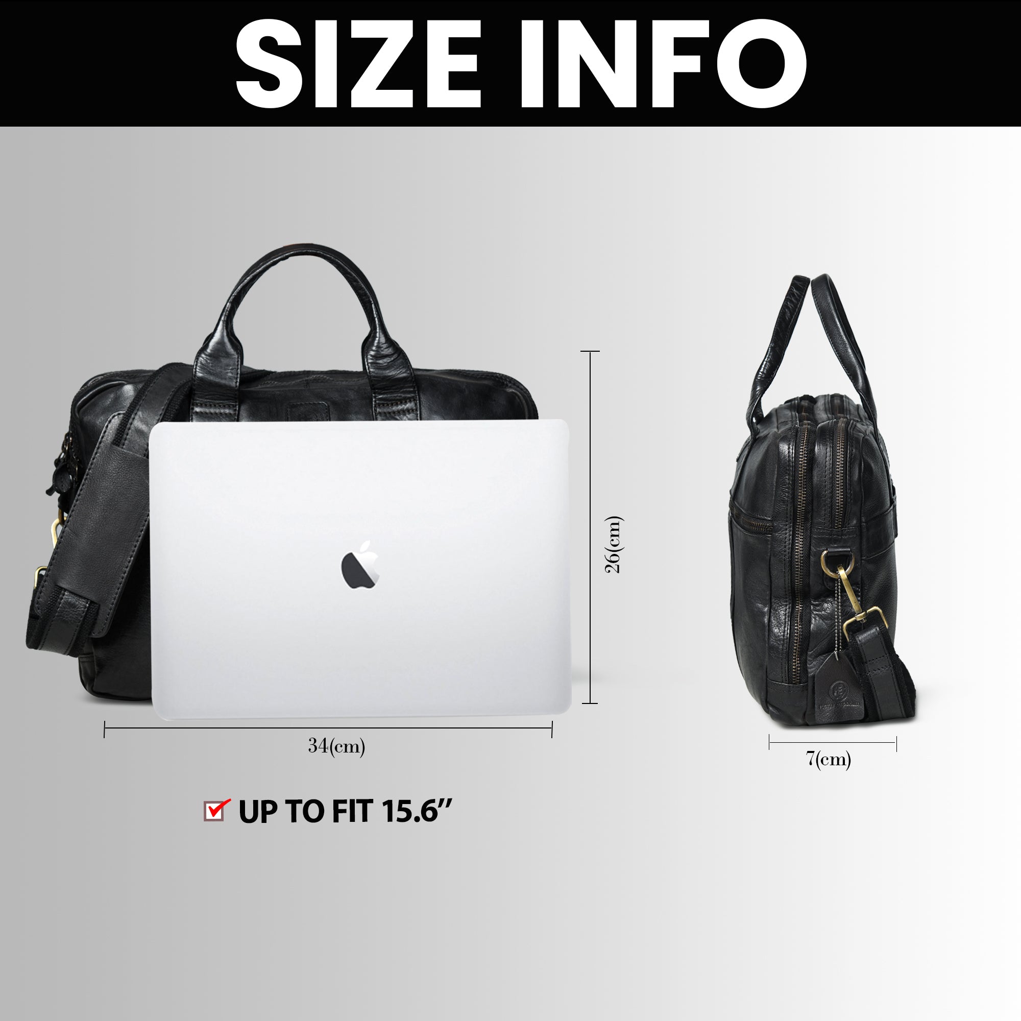 Executive Heritage Pure Leather Laptop Bag - Black Colour