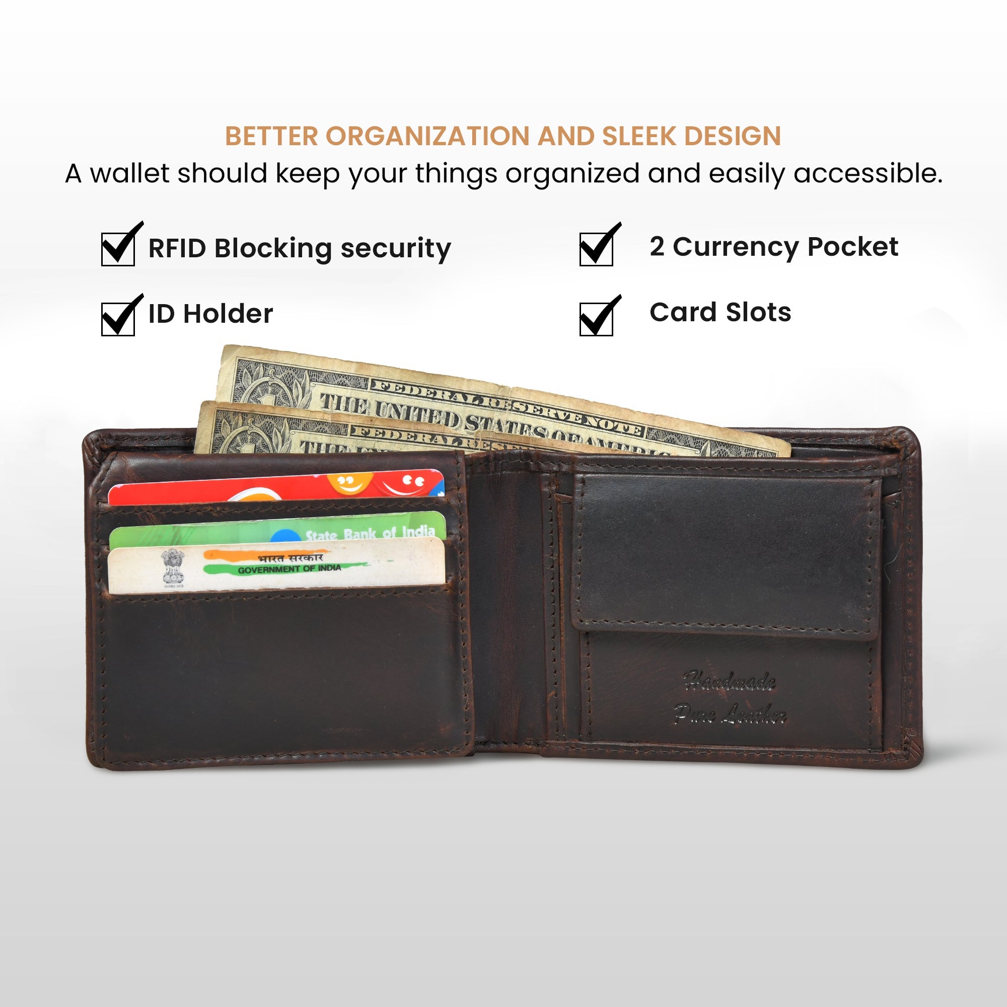 Vintage Leather RFID Wallet -Espresso brown (Gift)