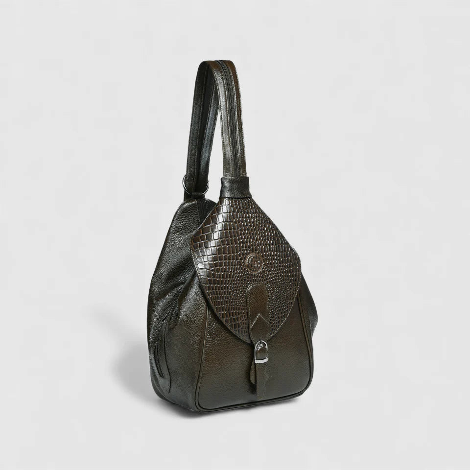 Croco Leather Shoulder Bag - Henna Glow