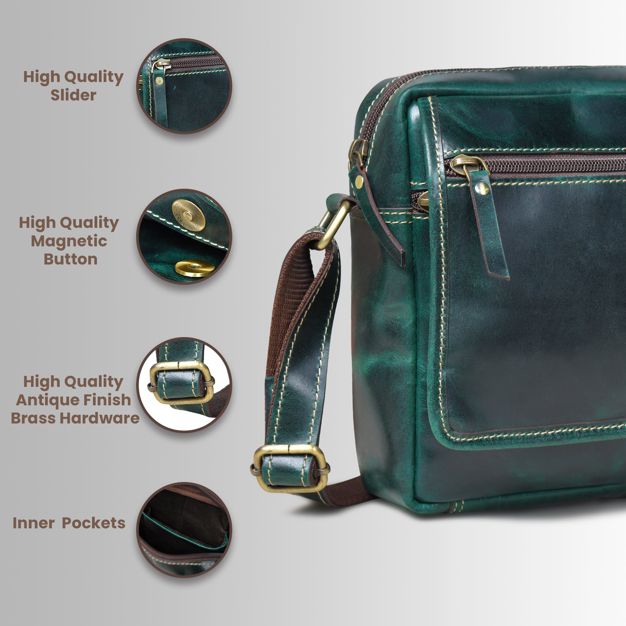 Explorer Vintage Leather Sling Bag - Rich Green
