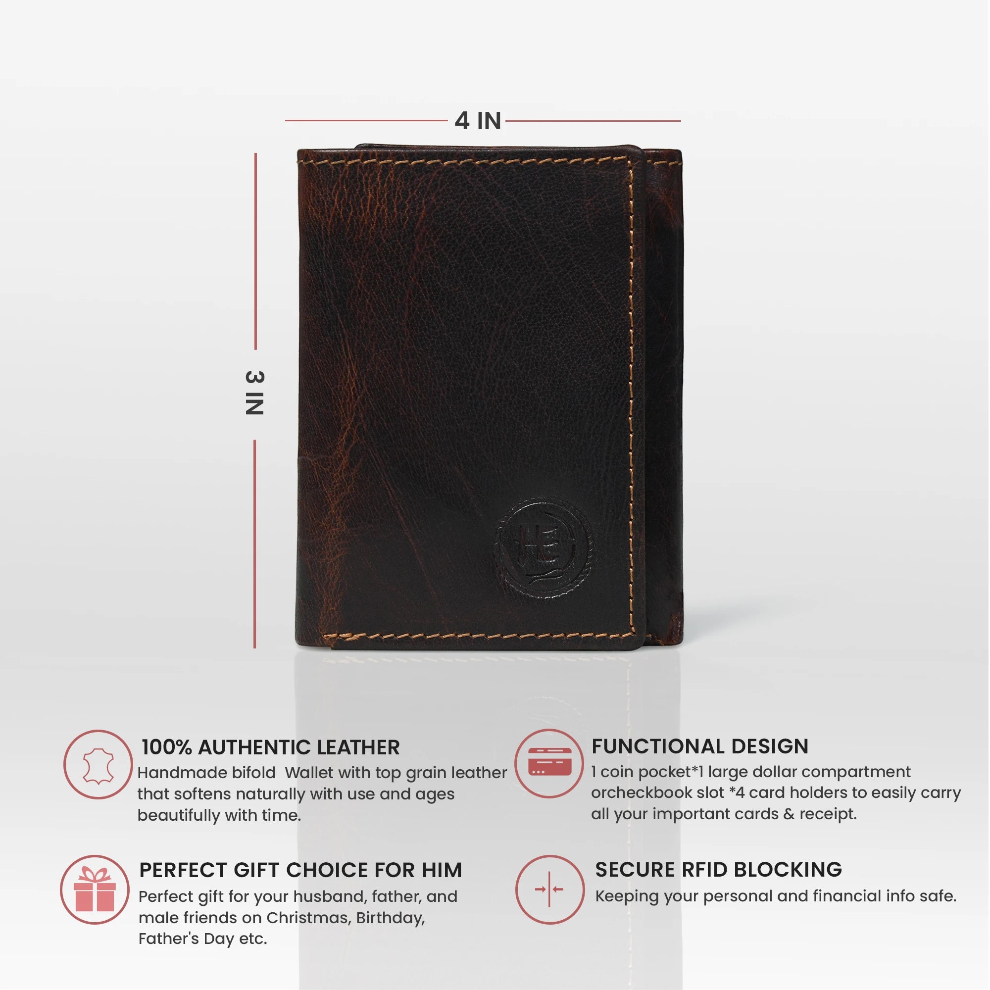 Midnight Luxe Vertical Bifold Wallet - Dark Brown
