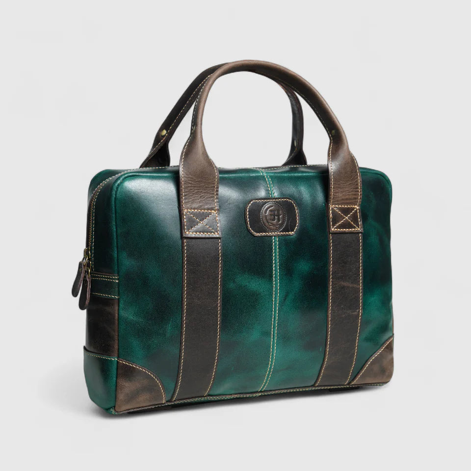 Heritage Buffalo Pure Leather Laptop Bag - Rich Green