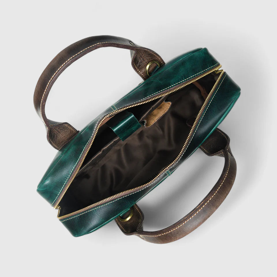 Heritage Buffalo Pure Leather Laptop Bag - Rich Green