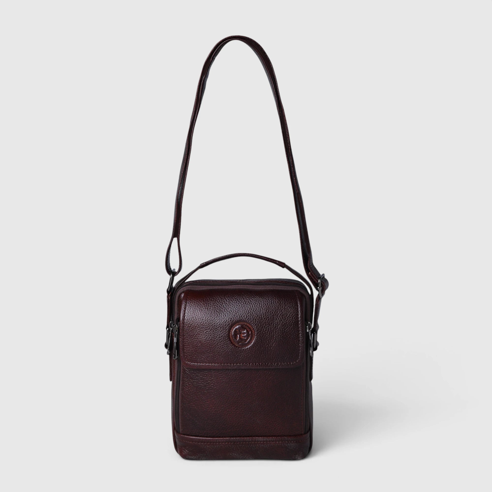 Croco Mason Leather Crossbody Bag - Espresso Brown