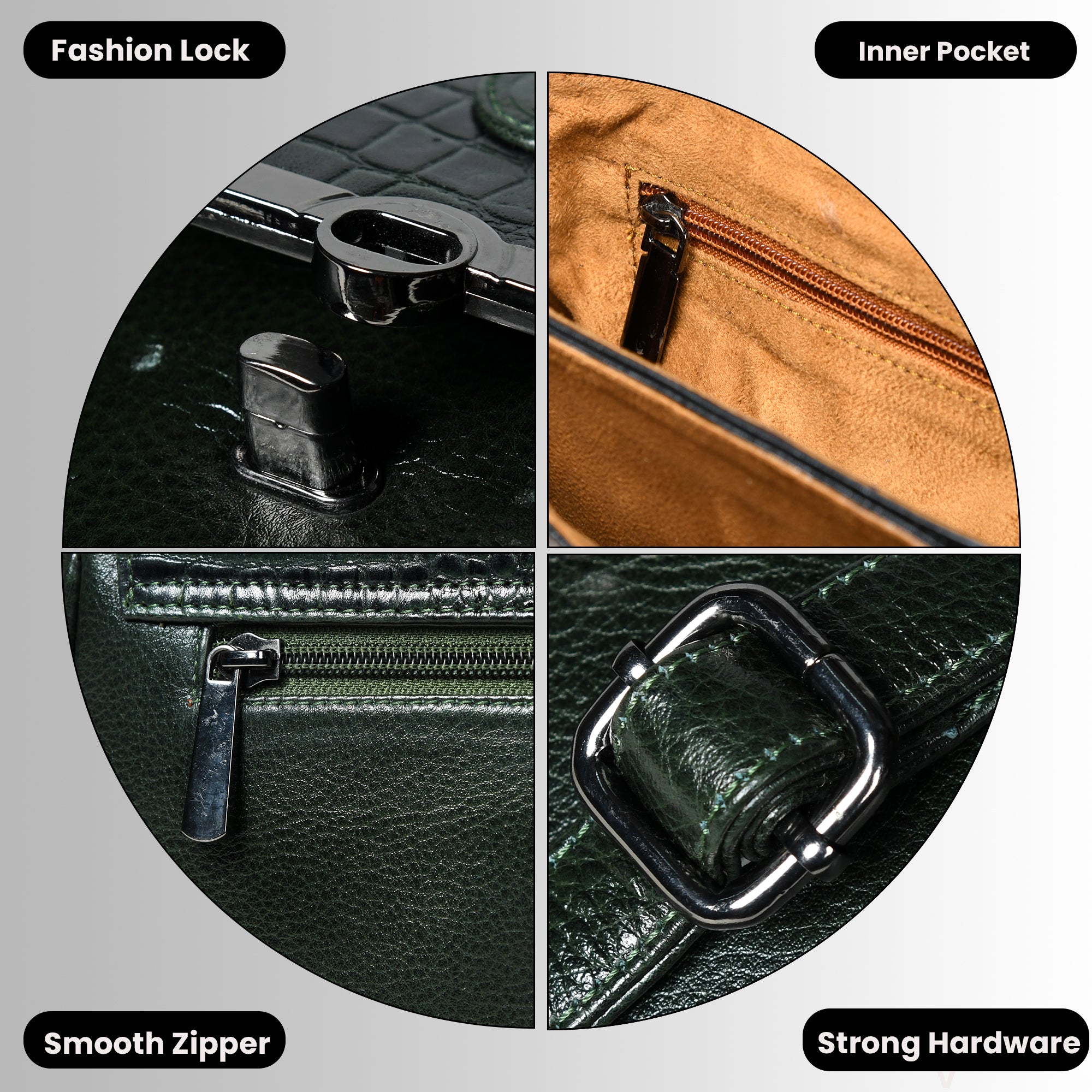 Regal Noir Croc Handbag - Black Colour