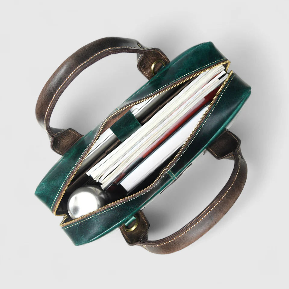 Heritage Buffalo Pure Leather Laptop Bag - Rich Green