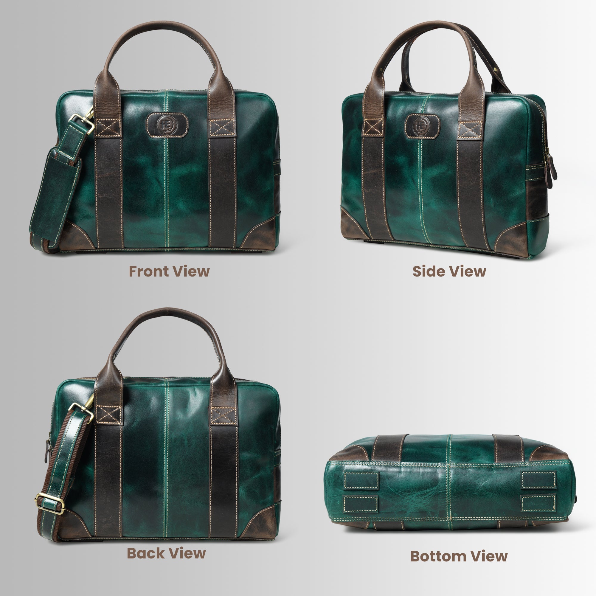Heritage Buffalo Pure Leather Laptop Bag - Rich Green
