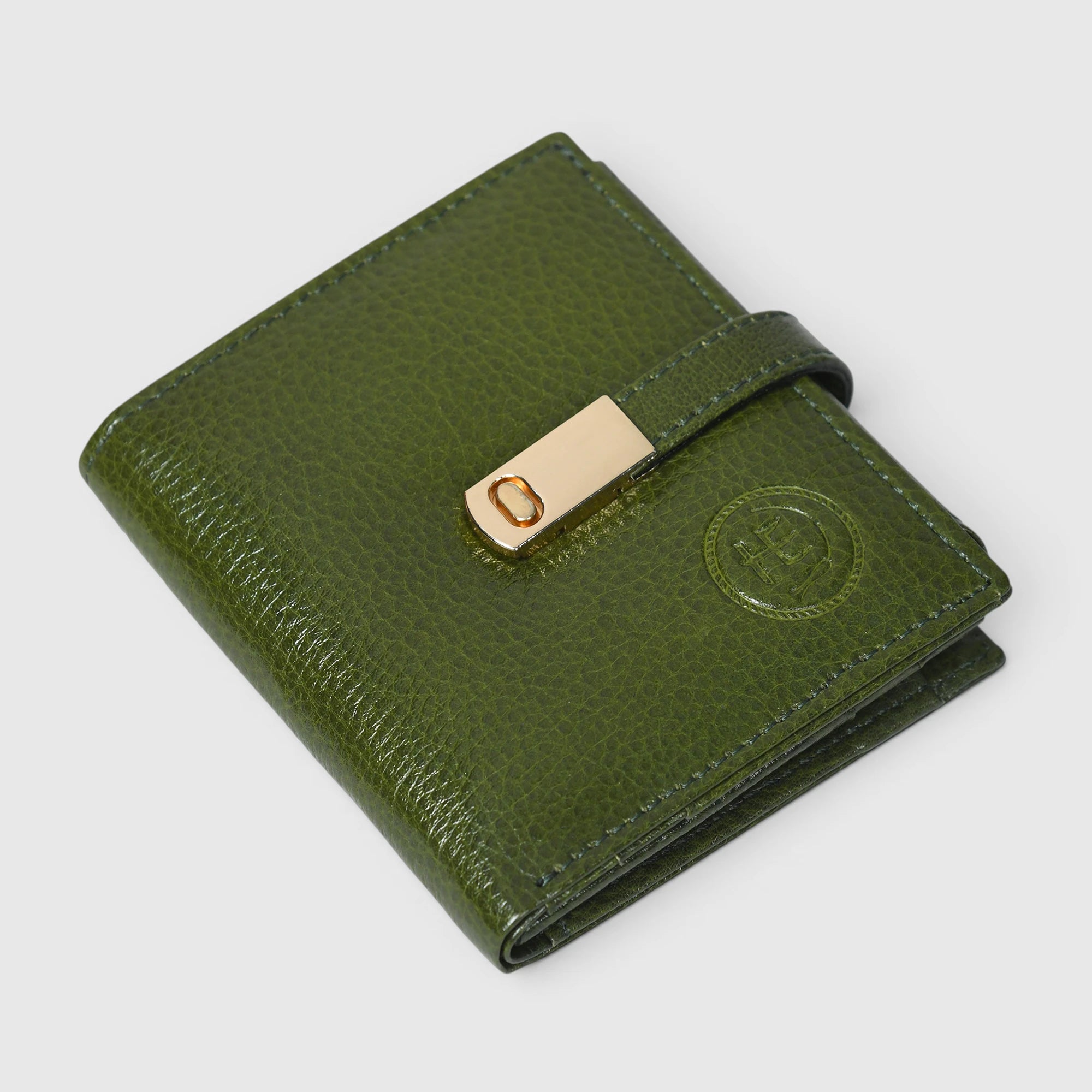 Crest Compact Leather Trifold Wallet – Olive Colour