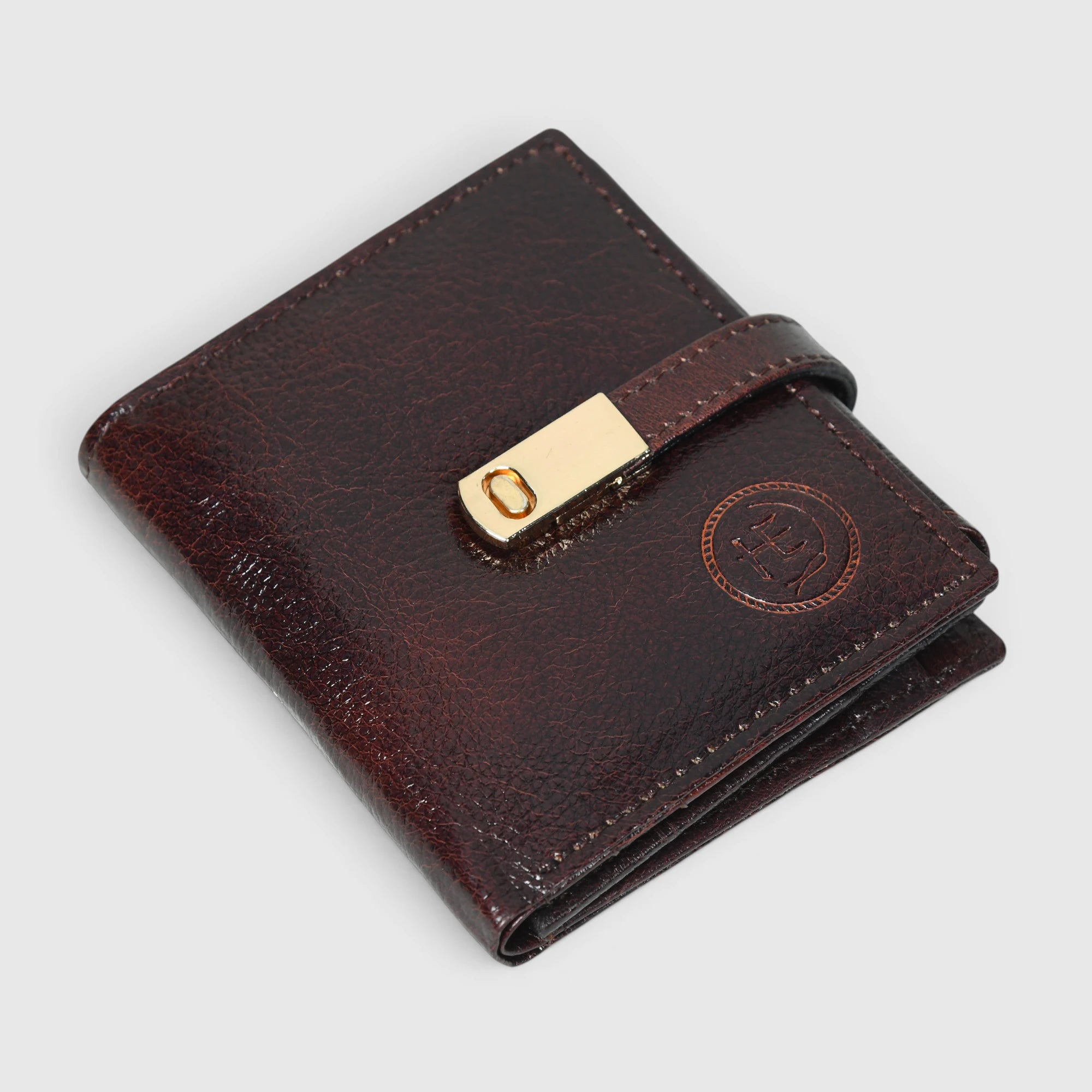 Crest Compact Leather Trifold Wallet – Maroon colour