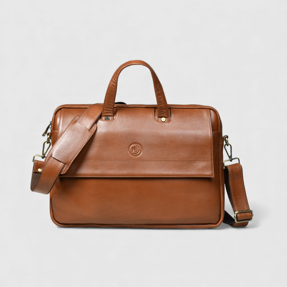 Executive Edge Leather Laptop Briefcase - Brown Colour