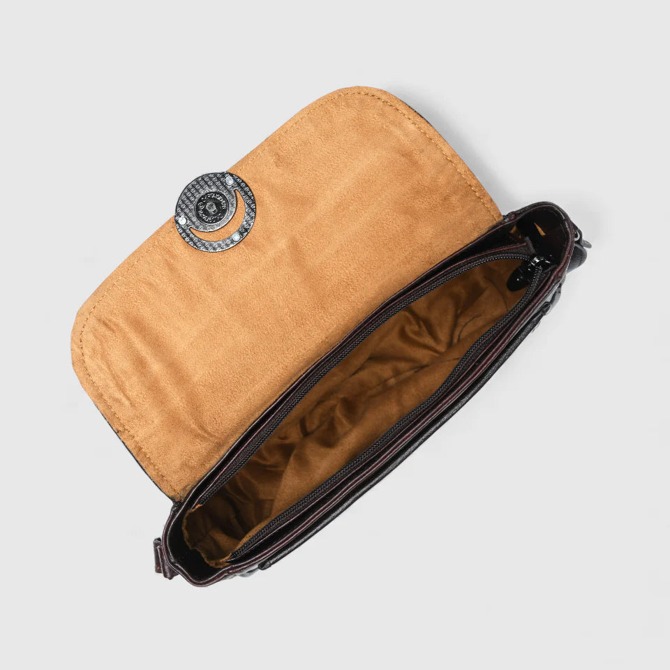 Verdant Elegance Women's Leather Handbag - Maroon colour