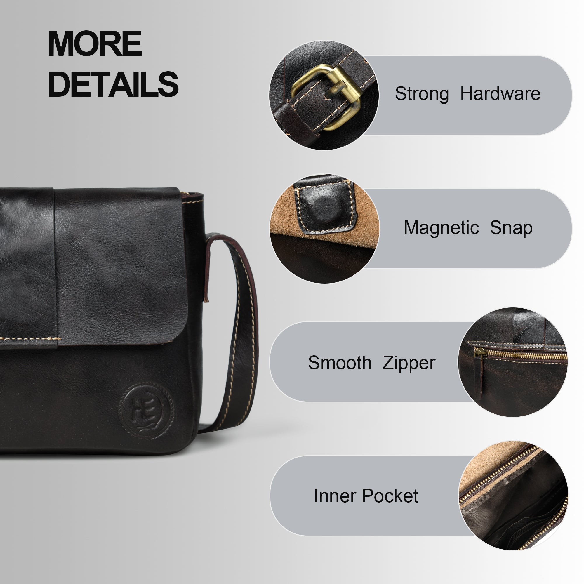 The Heritage Raw Leather Satchel Bag - Black Colour
