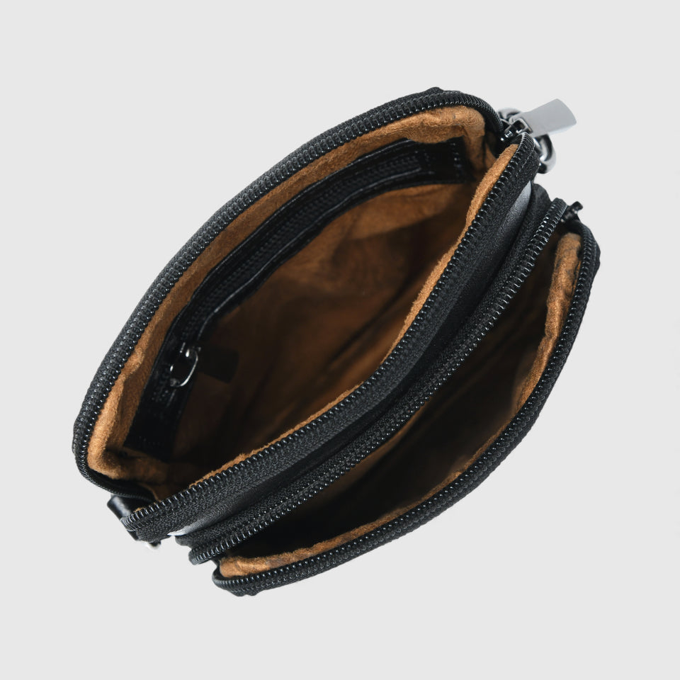 AmberStride Leather Sling Bag – Black Colour