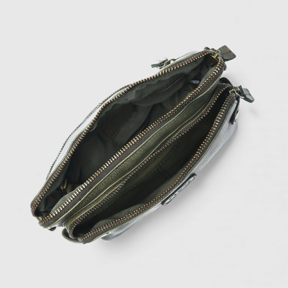 Classic Cognac Leather Women's Handbag - Olive Colour