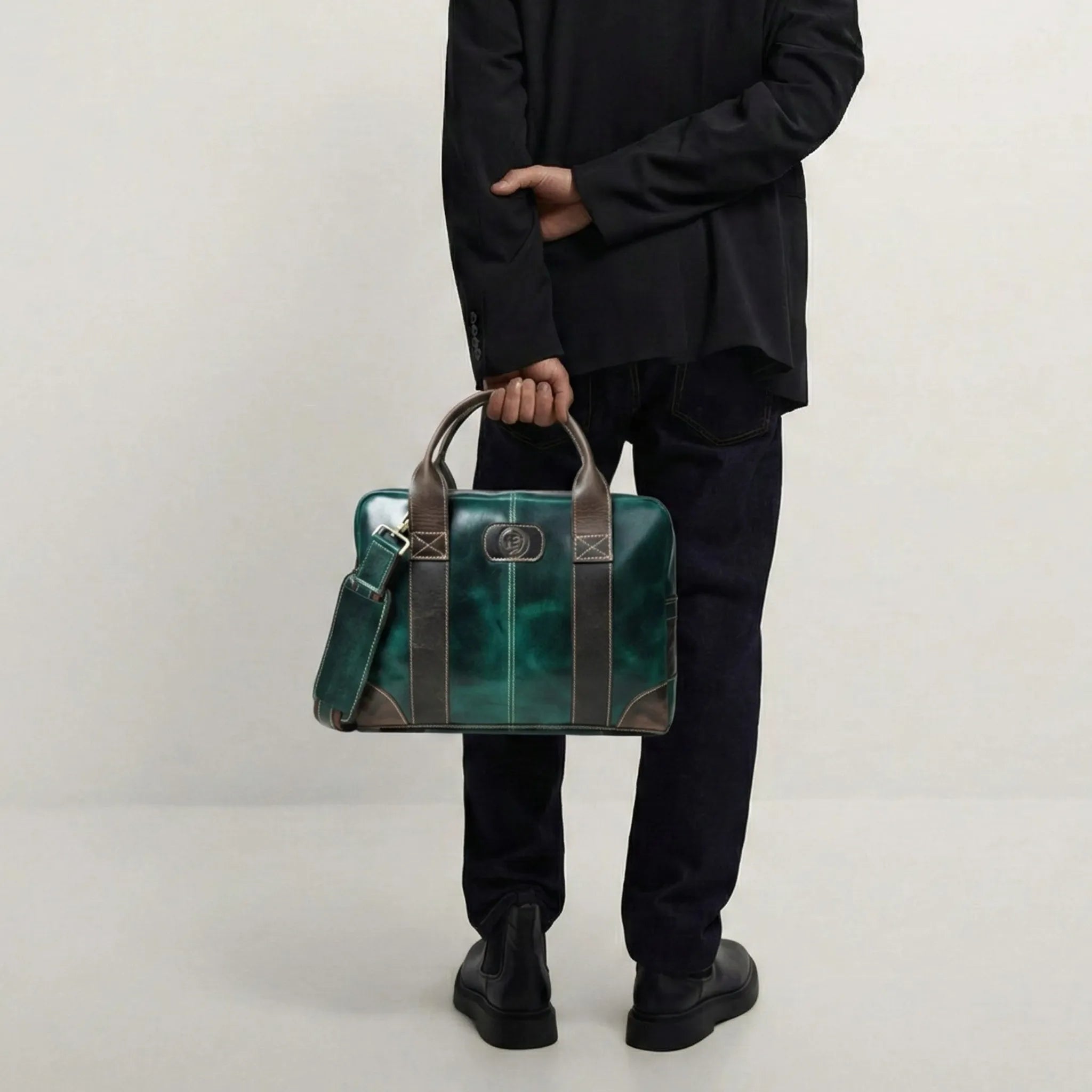 Heritage Buffalo Pure Leather Laptop Bag - Rich Green