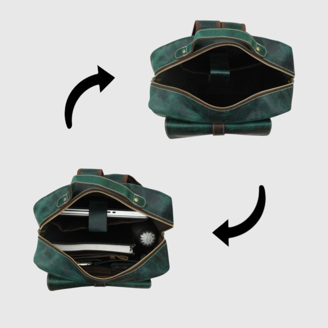 Hestern TerraLux Leather Backpack - Rich Green