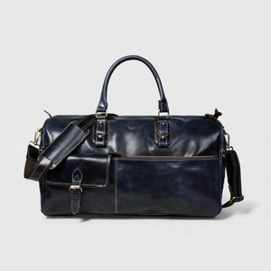 The Odyssey Leather Travel Duffle - Navy blue