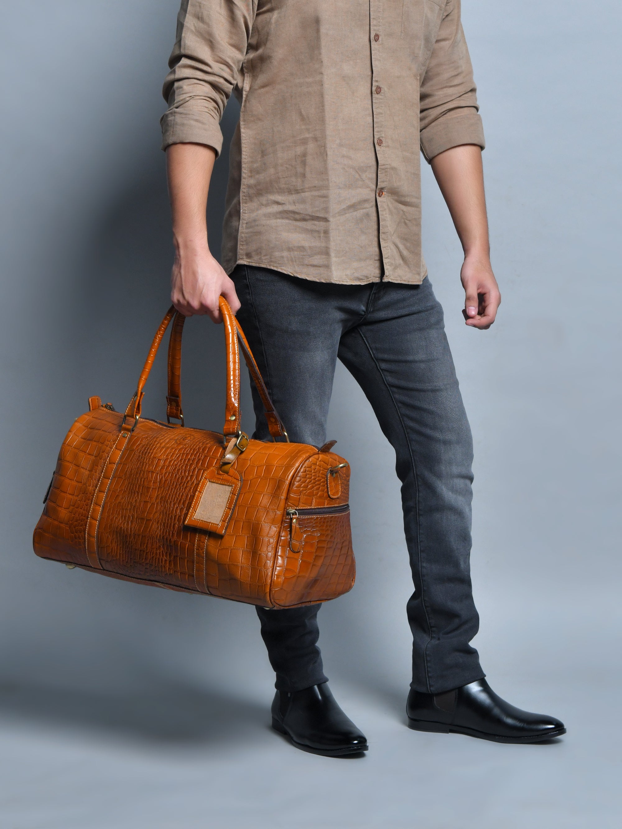 Sahara Croco Leather Travel Duffle Bag
