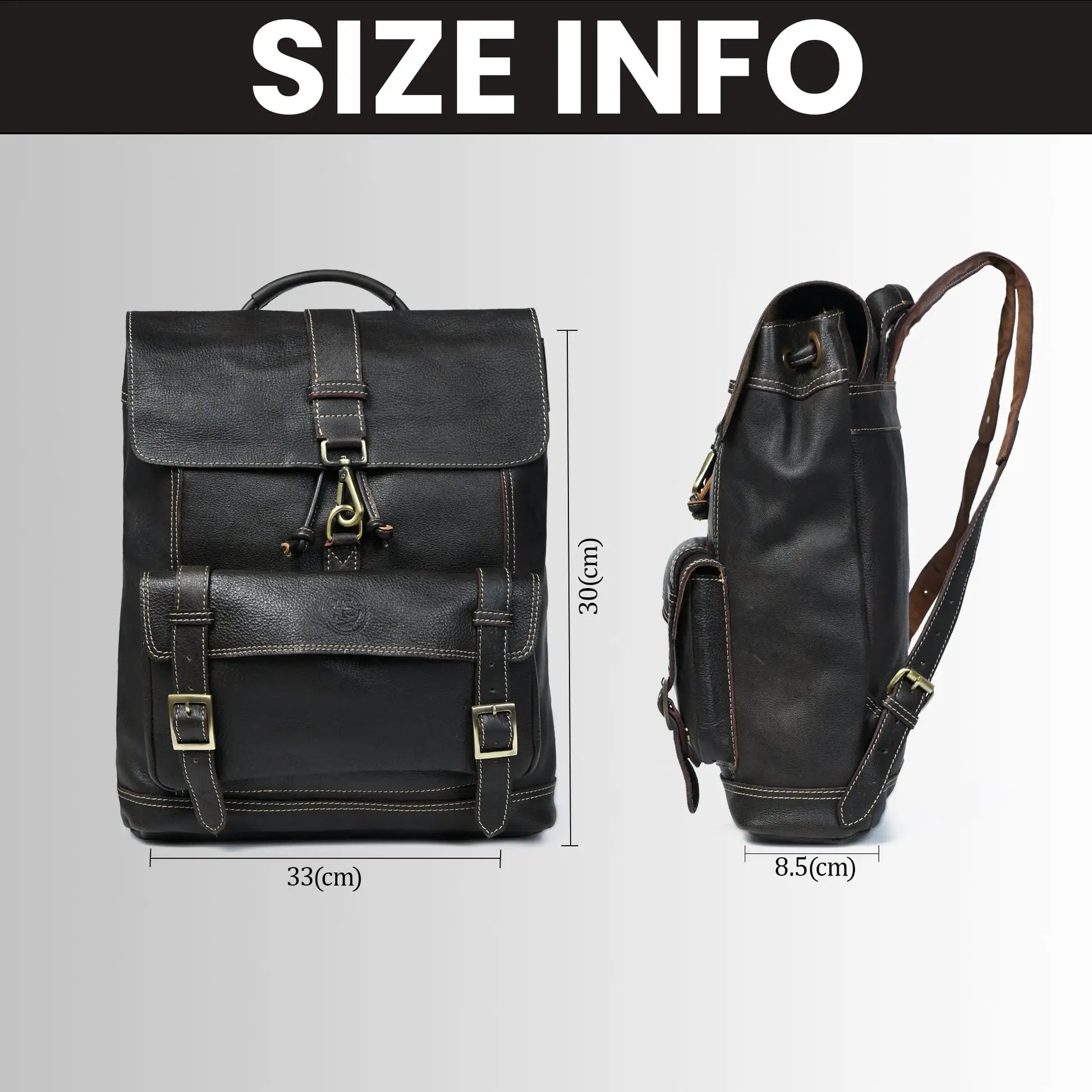 Heritage Explorer Vintage Leather Backpack – Multi-Pocket Travel & Work Backpack | Black colour