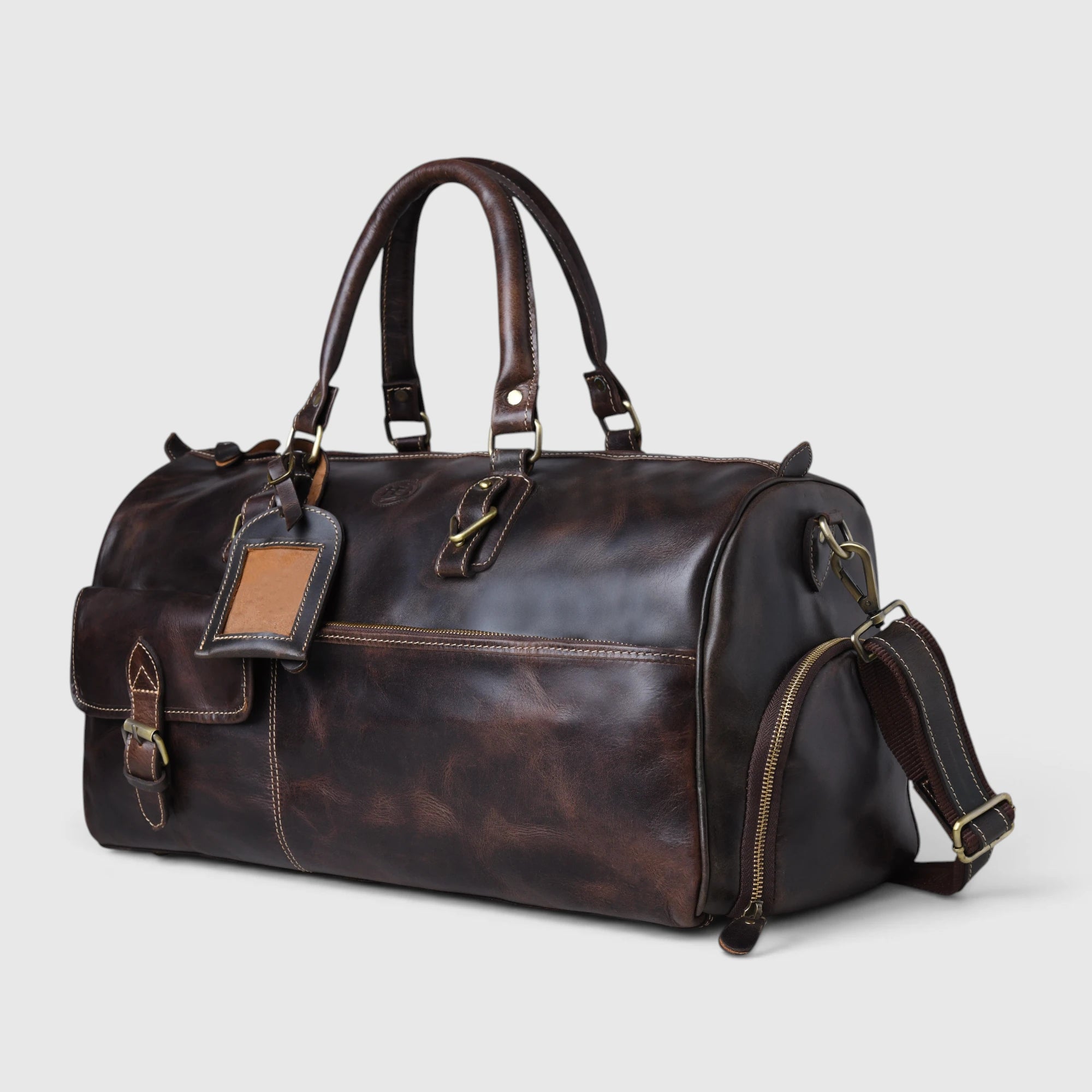 The Odyssey Leather Travel Duffle - Espresso brown