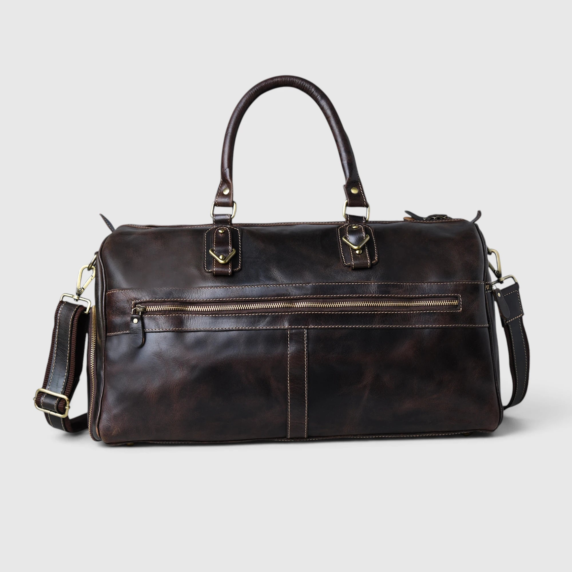 The Odyssey Leather Travel Duffle - Espresso brown