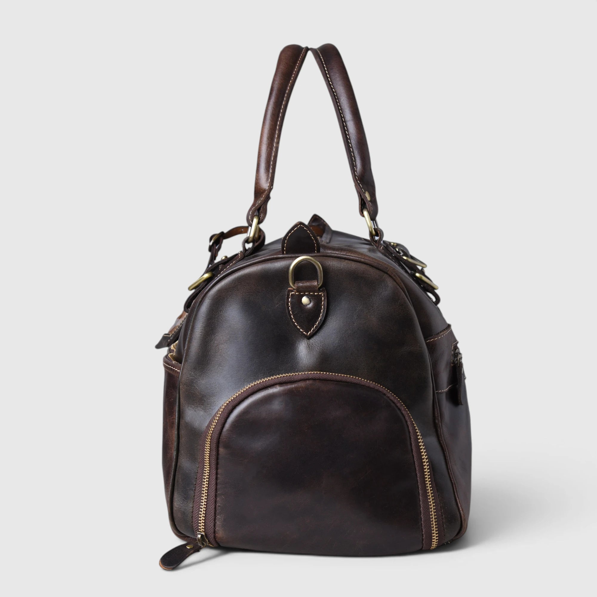 The Odyssey Leather Travel Duffle - Espresso brown