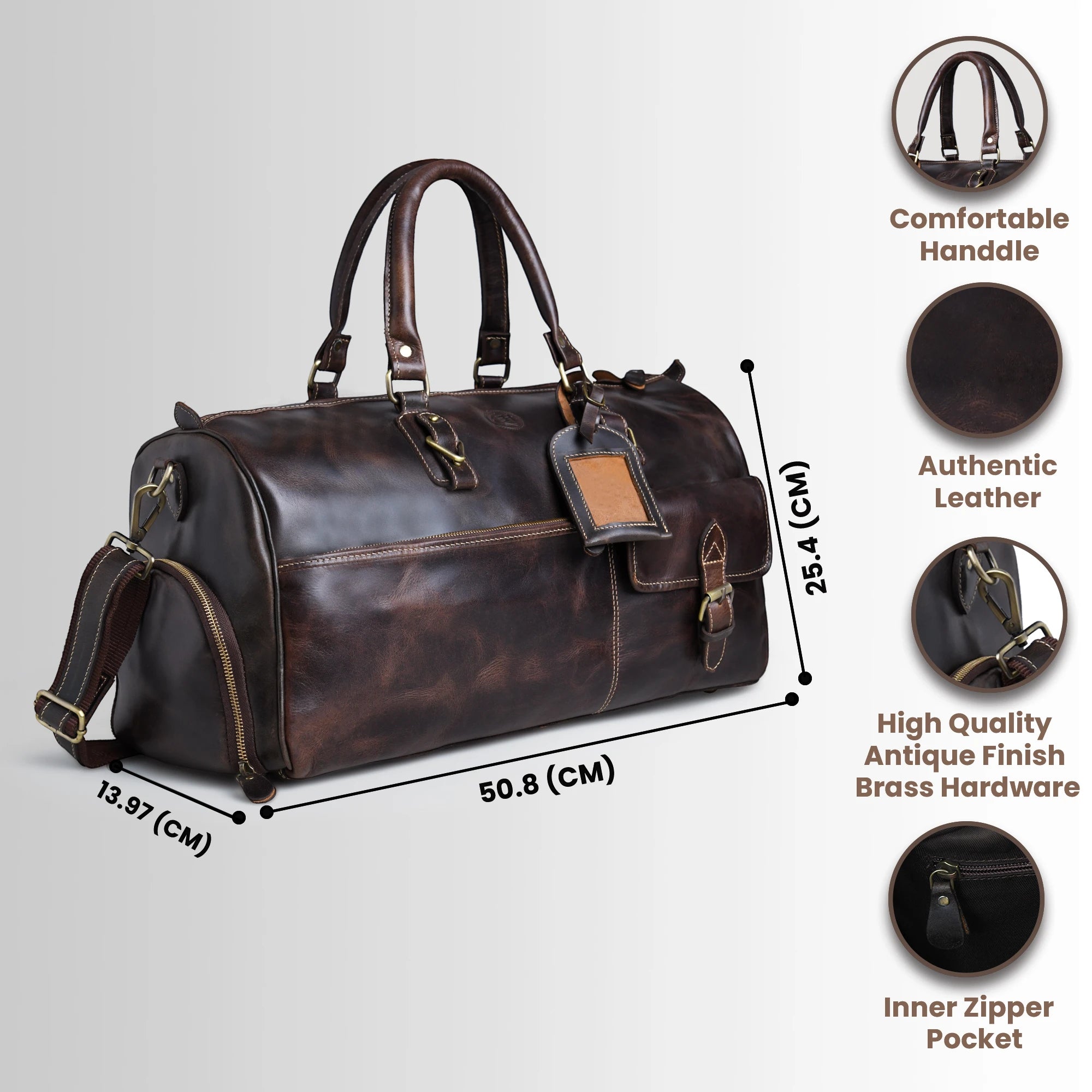 The Odyssey Leather Travel Duffle - Espresso brown