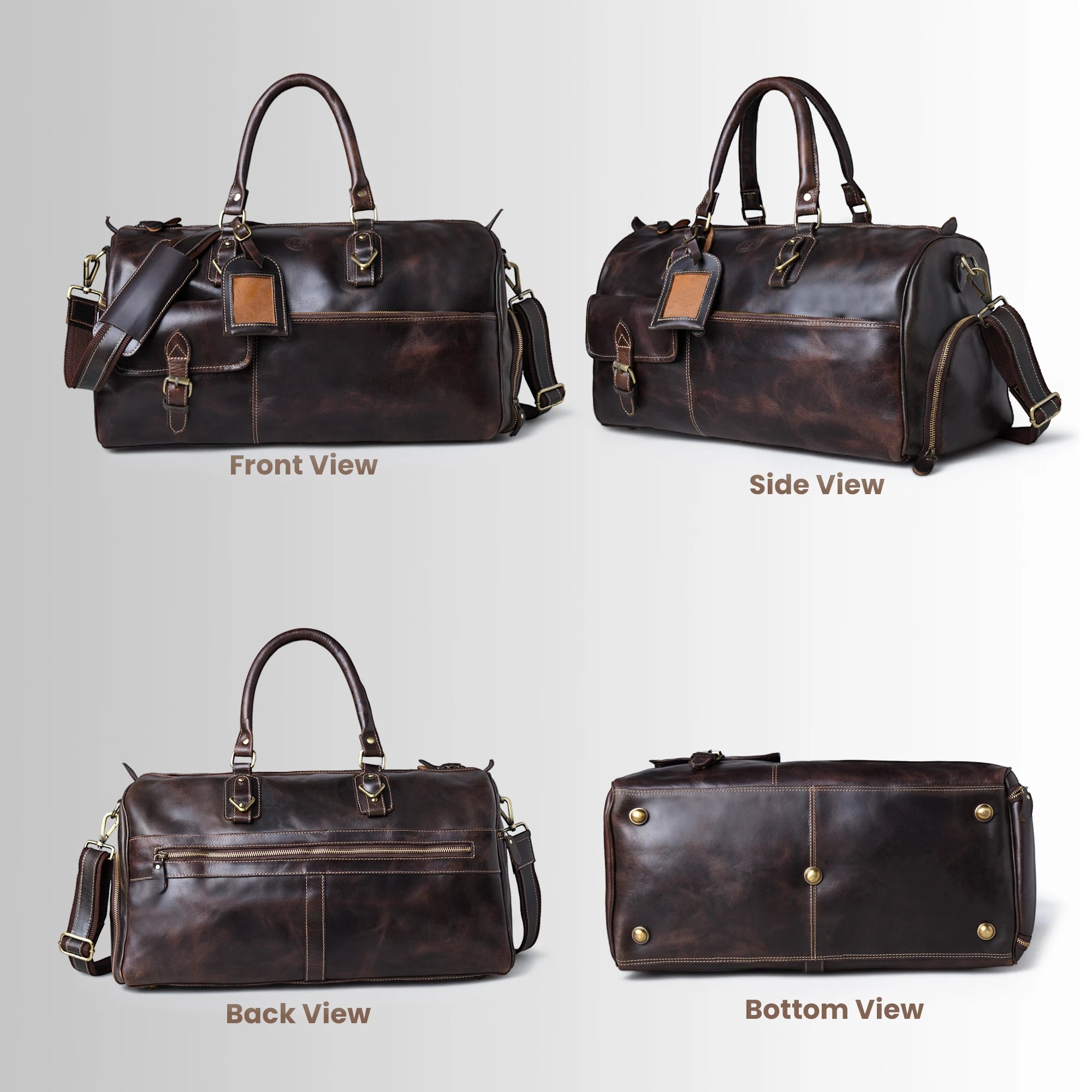 The Odyssey Leather Travel Duffle - Espresso brown