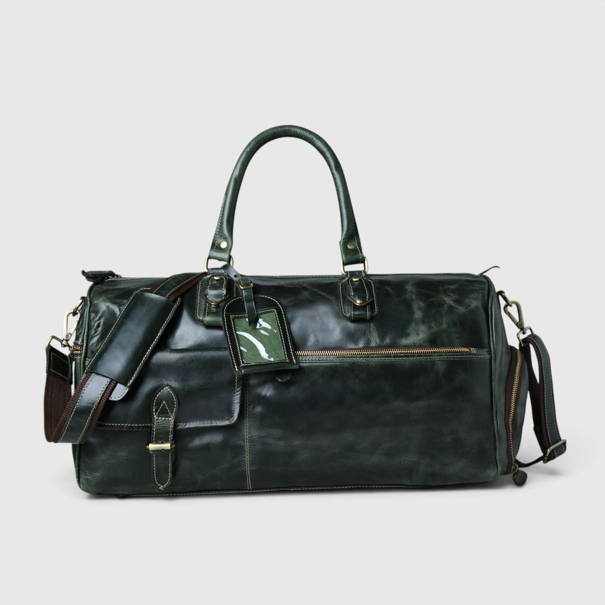 The Odyssey Leather Travel Duffle - Rich Green