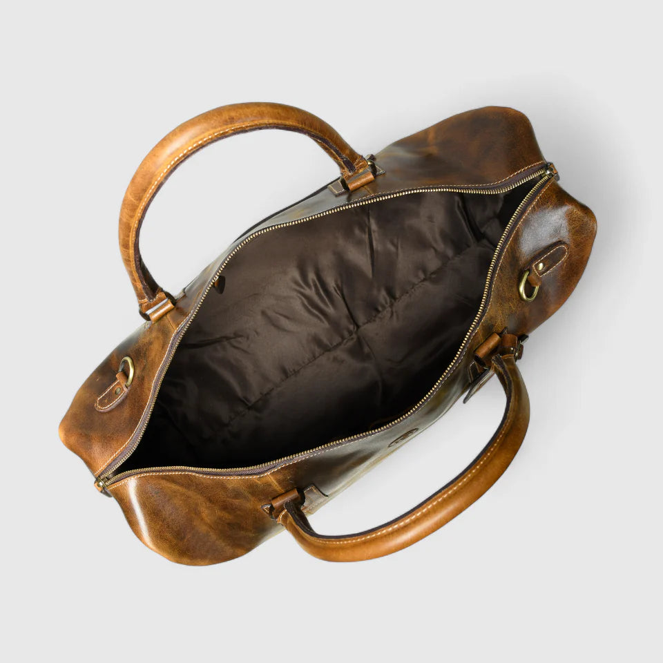 The Regent Voyager – Vintage Leather Travel Duffle Bag - Brown colour
