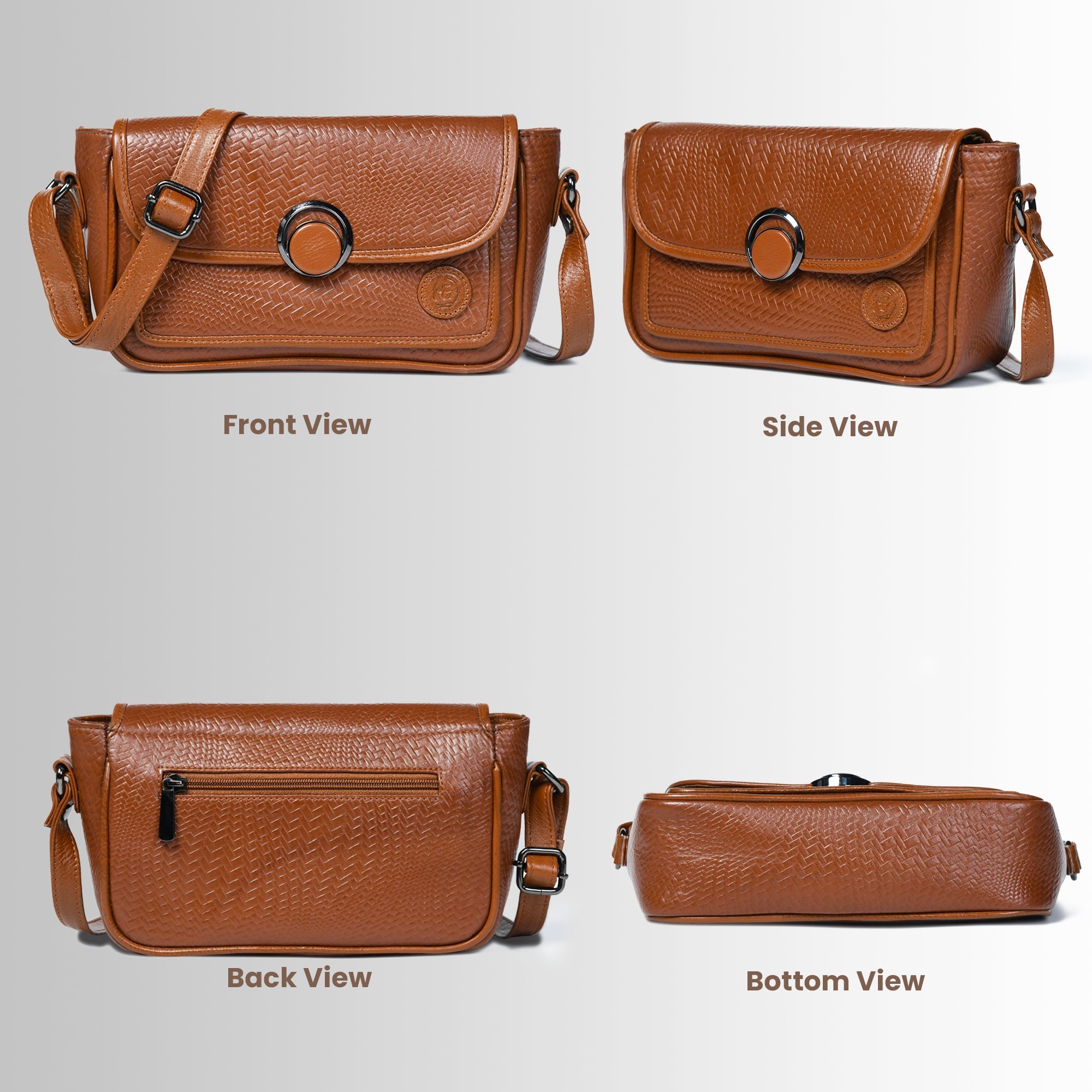 Chic Leather Women's Handbag - Tan Colour