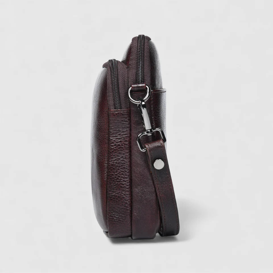AmberStride Leather Sling Bag – Maroon colour