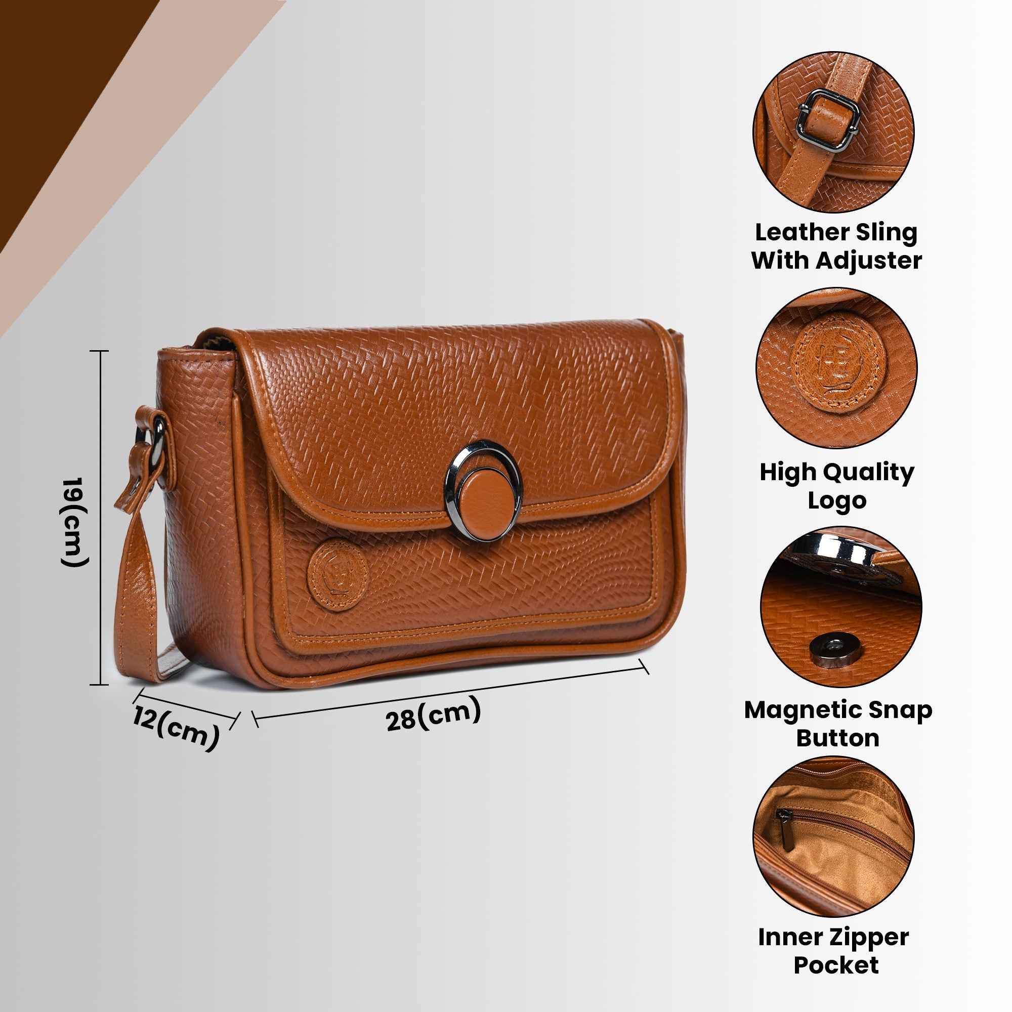 Chic Leather Women's Handbag - Tan Colour