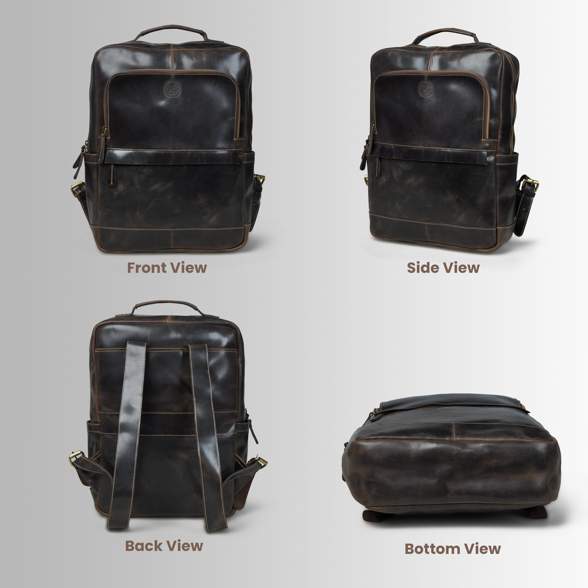 Alpine Vintage Leather Laptop Backpack - Espresso Brown