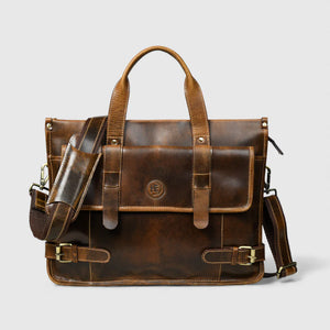 Heritage Leather Laptop Bag-Espresso brown