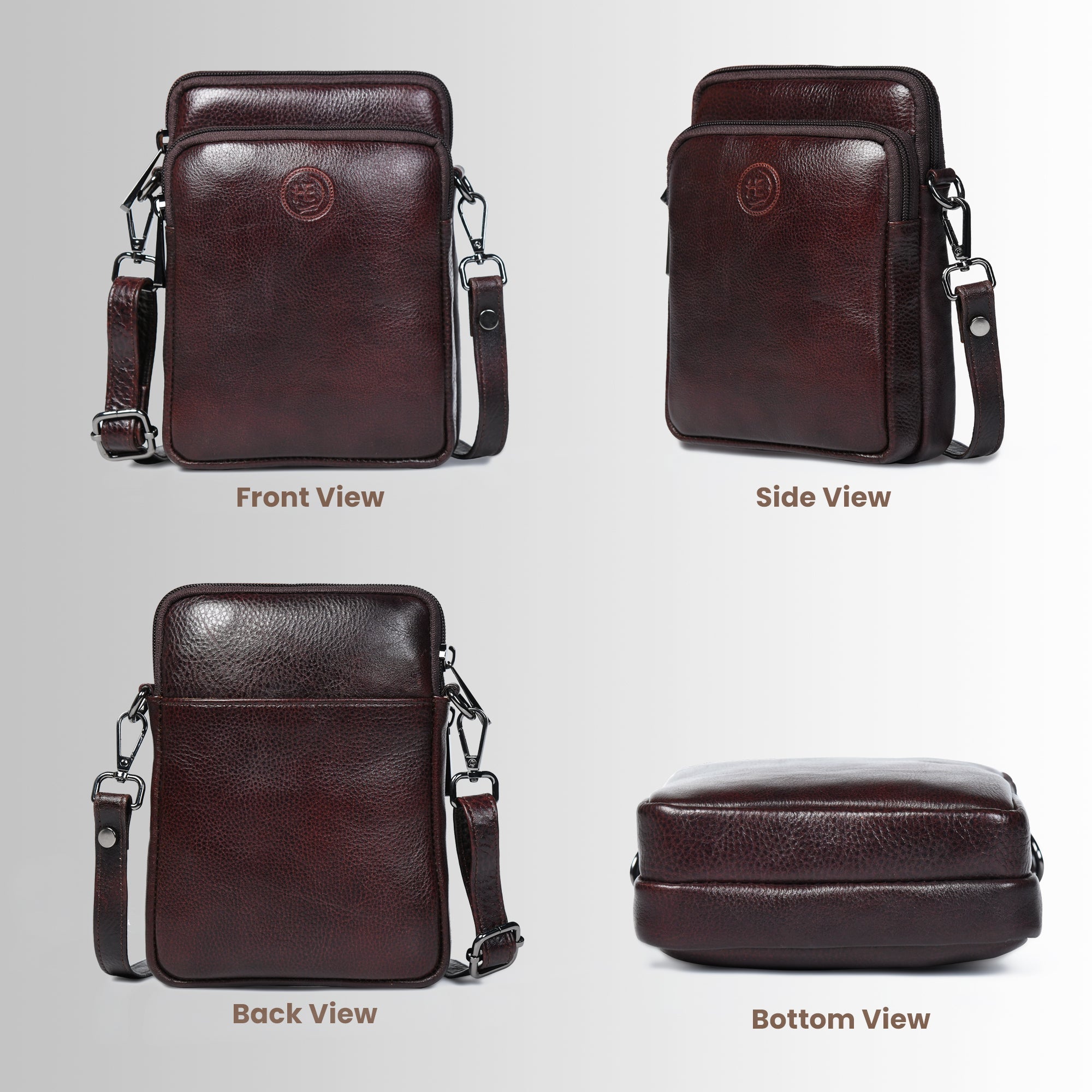 AmberStride Leather Sling Bag – Maroon colour