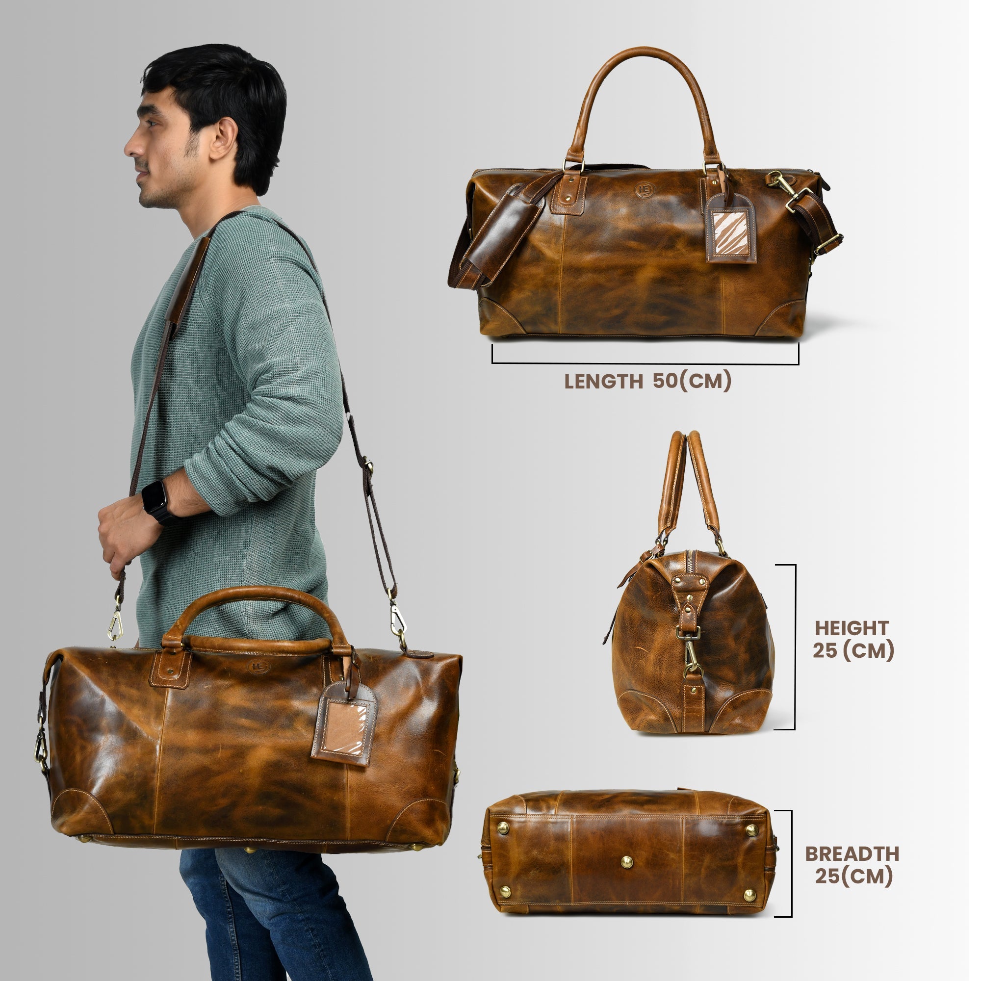 The Regent Voyager – Vintage Leather Travel Duffle Bag - Brown colour