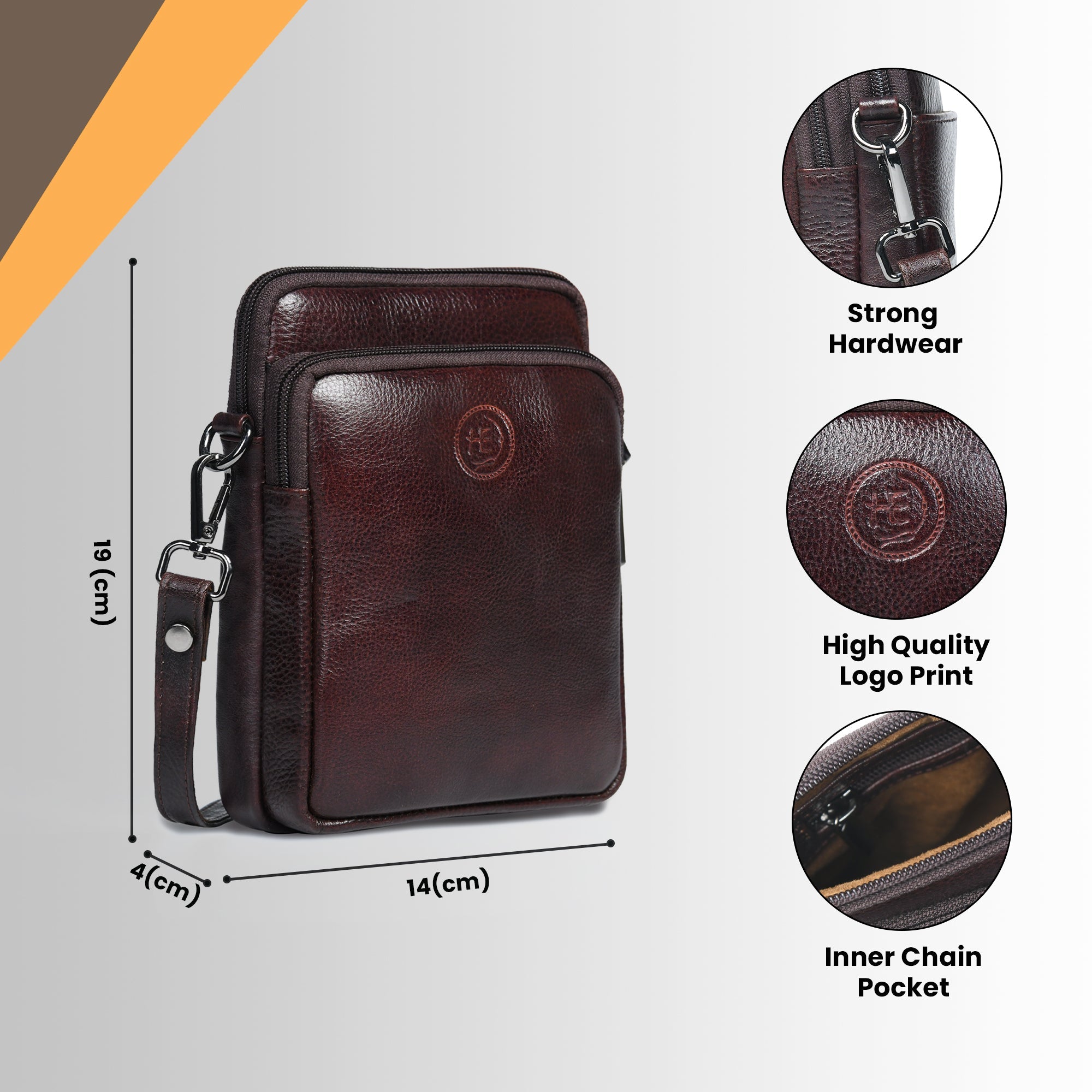 AmberStride Leather Sling Bag – Maroon colour