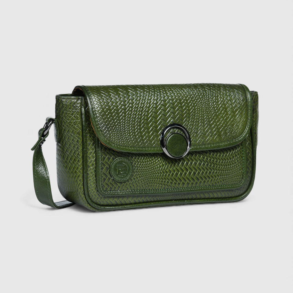 Chic Leather Women's Handbag - Olive Colour